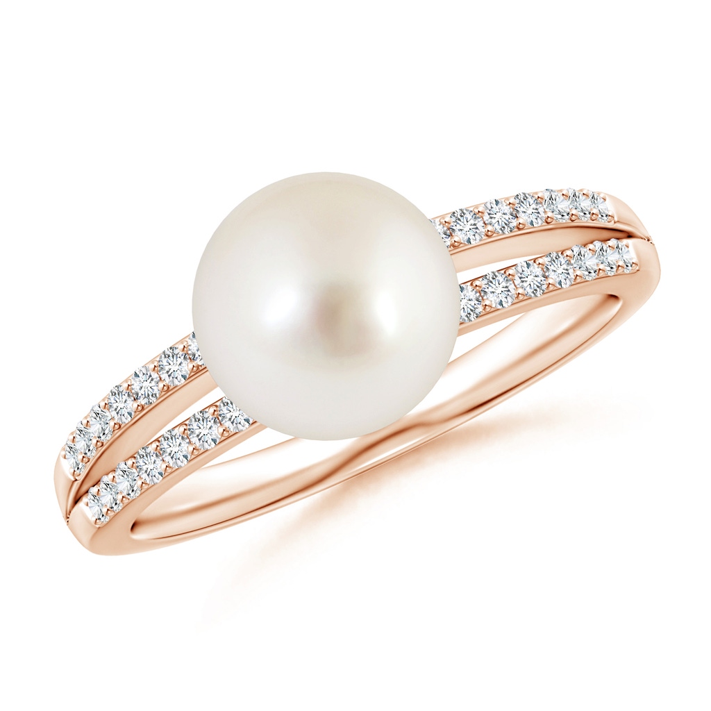 8mm AAAA South Sea Pearl Double Shank Ring in Rose Gold
