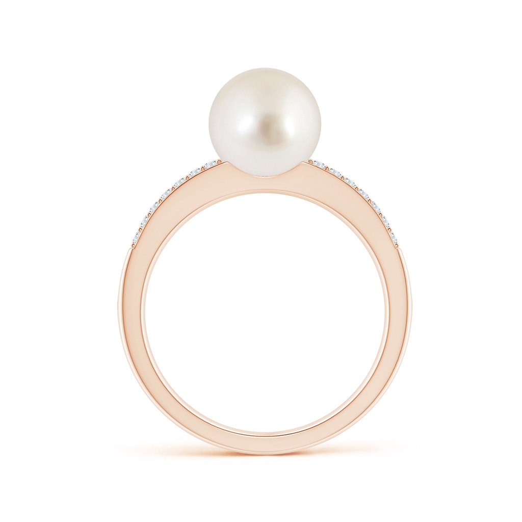 8mm AAAA South Sea Pearl Double Shank Ring in Rose Gold Side 1