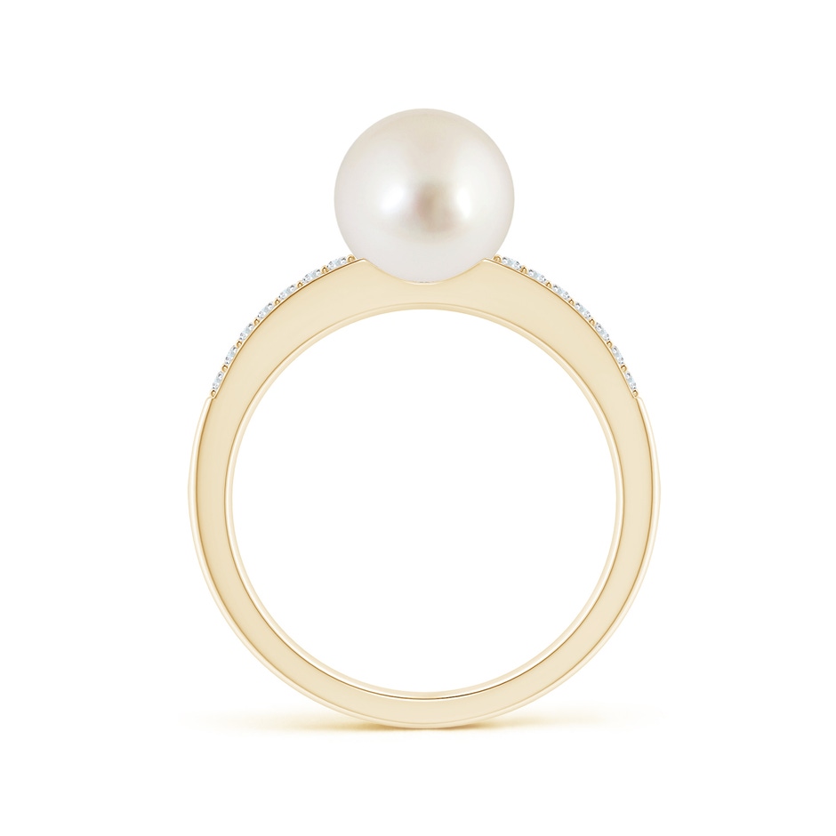 8mm AAAA South Sea Pearl Double Shank Ring in Yellow Gold side 1