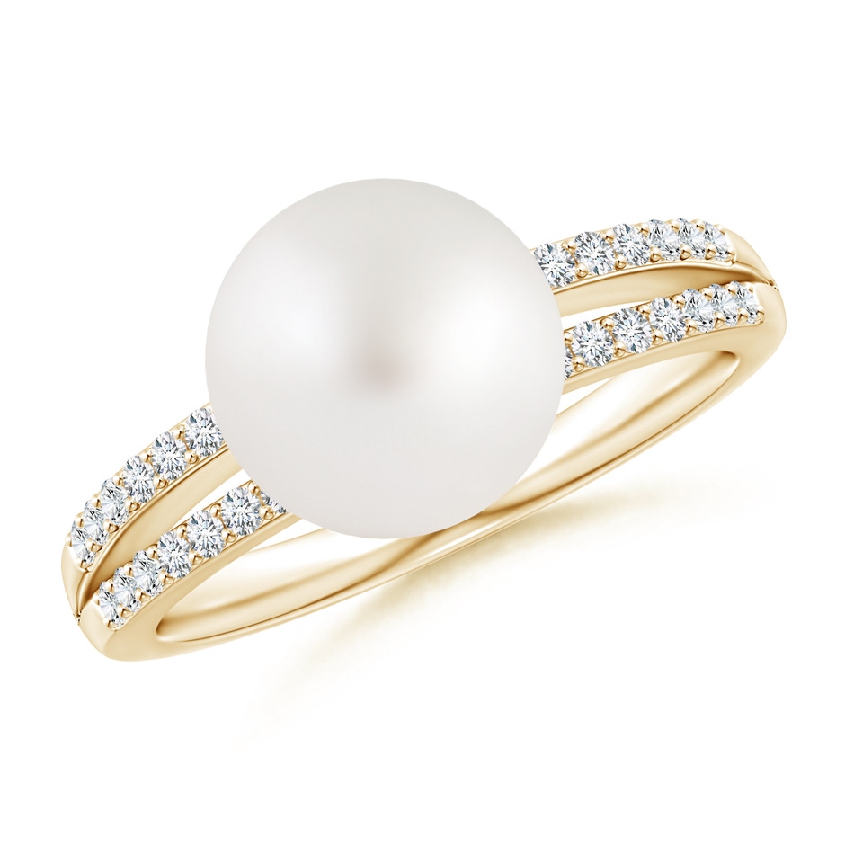9mm AA South Sea Pearl Double Shank Ring in Yellow Gold 