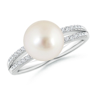 9mm AAAA South Sea Pearl Double Shank Ring in P950 Platinum