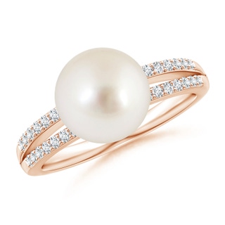 9mm AAAA South Sea Pearl Double Shank Ring in Rose Gold