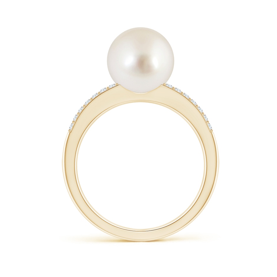 9mm AAAA South Sea Pearl Double Shank Ring in Yellow Gold side 1