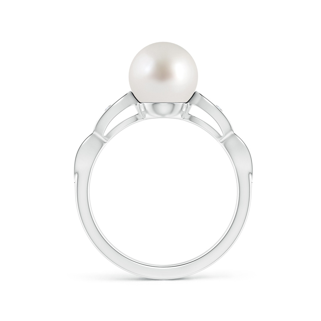 8mm AAA South Sea Pearl Ring with Marquise Motifs in White Gold Side 1