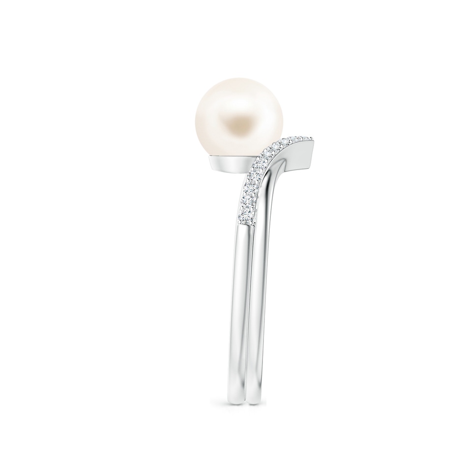 7mm AAA Freshwater Pearl and Diamond Chevron Ring in P950 Platinum side 2