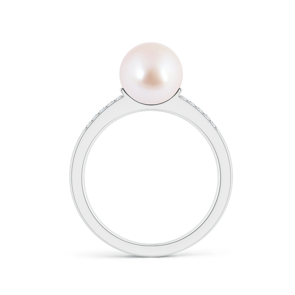 8mm AAA Japanese Akoya Pearl and Diamond Accents Ring in White Gold side 1