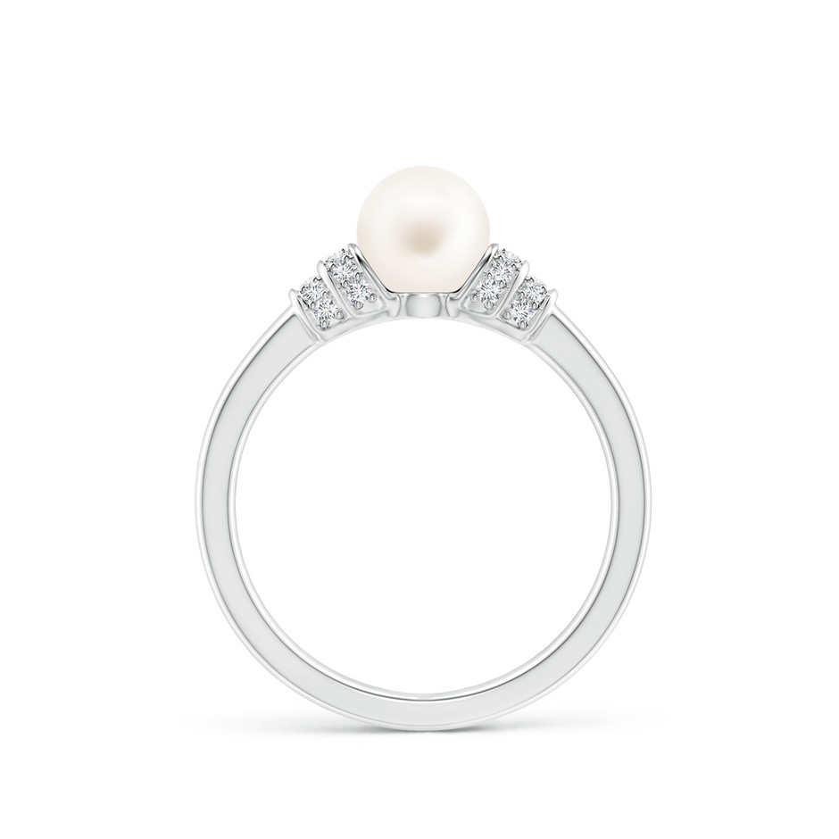 6mm AA Freshwater Pearl & Pavé-Set Diamond Ring in P950 Platinum side 1