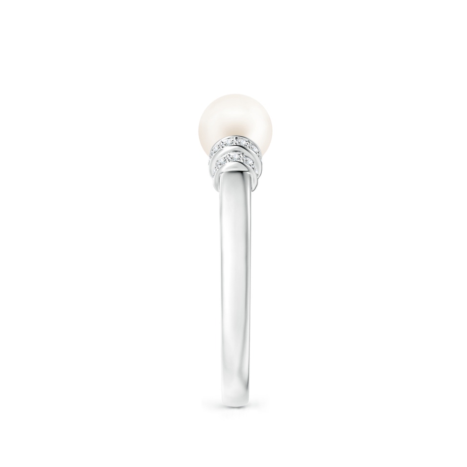 6mm AA Freshwater Pearl & Pavé-Set Diamond Ring in P950 Platinum side 2