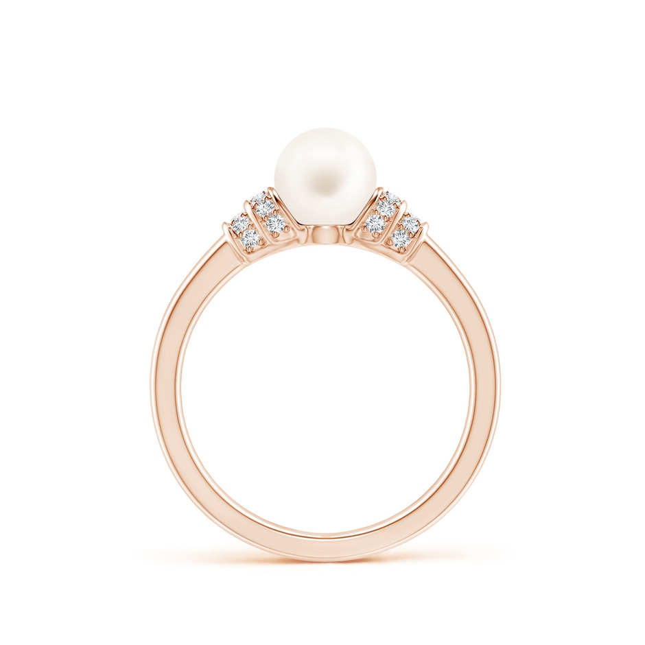 6mm AA Freshwater Pearl & Pavé-Set Diamond Ring in Rose Gold side 1