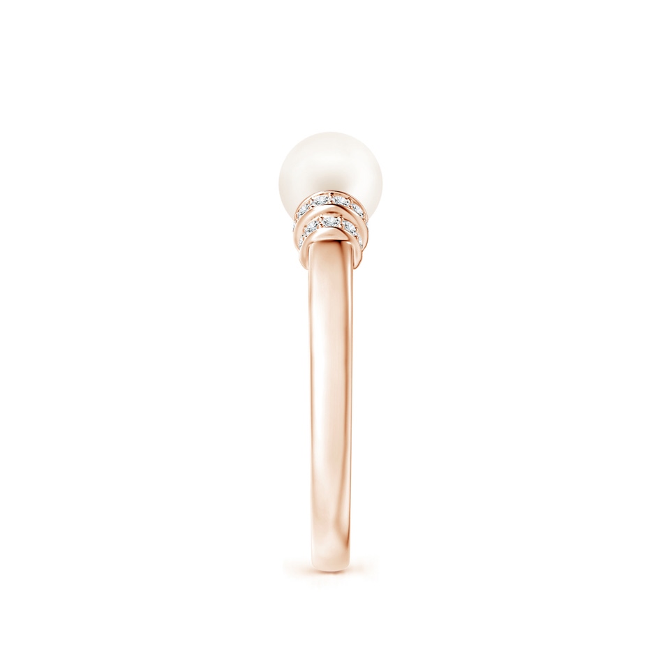 6mm AA Freshwater Pearl & Pavé-Set Diamond Ring in Rose Gold side 2