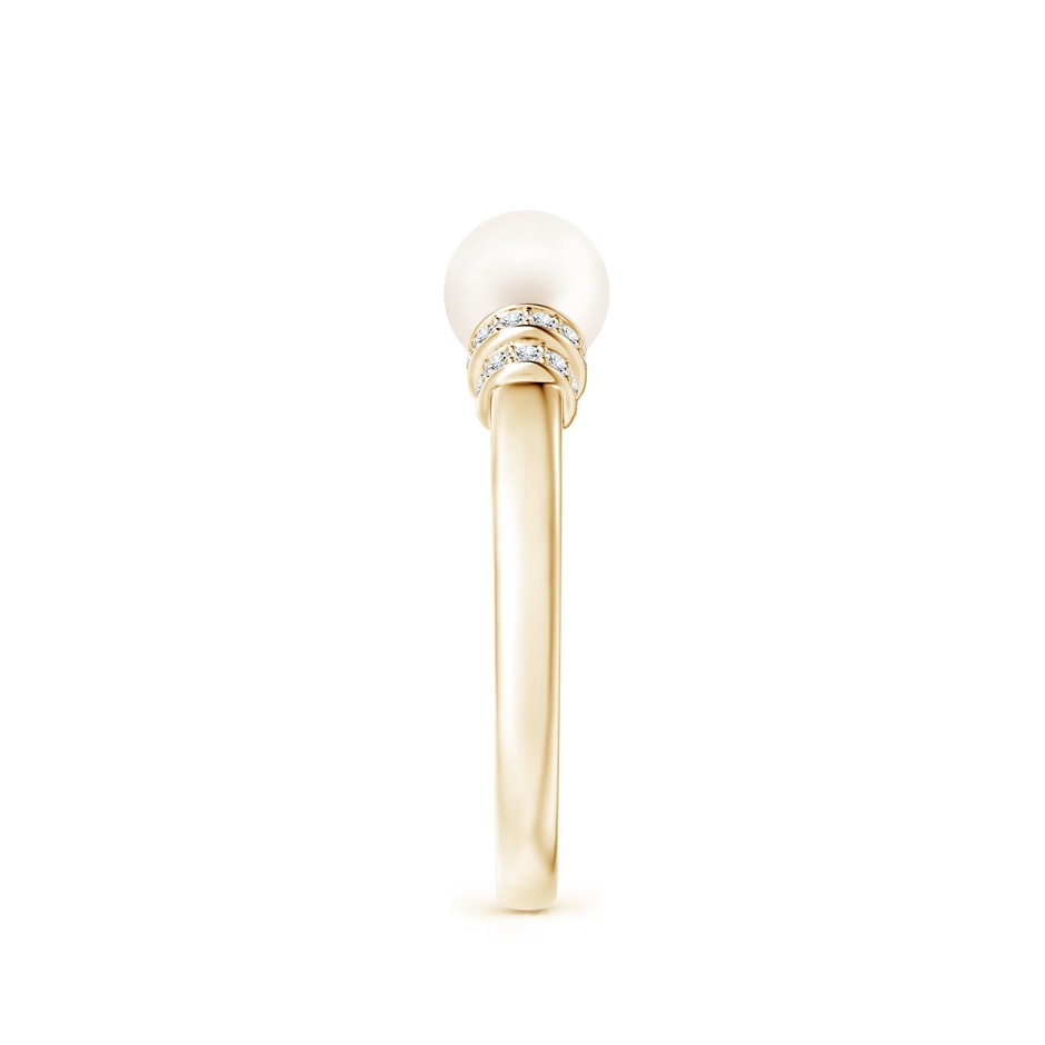 6mm AA Freshwater Pearl & Pavé-Set Diamond Ring in Yellow Gold side 2