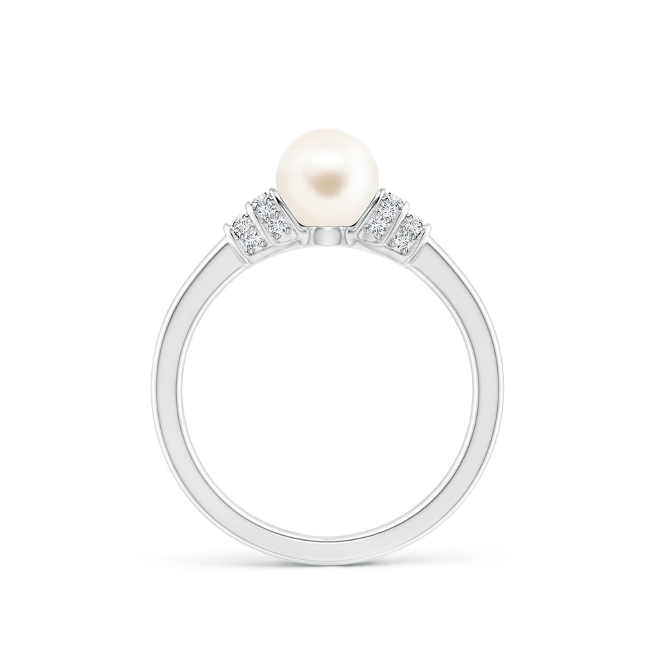 6mm AAA Freshwater Pearl & Pavé-Set Diamond Ring in P950 Platinum side 1