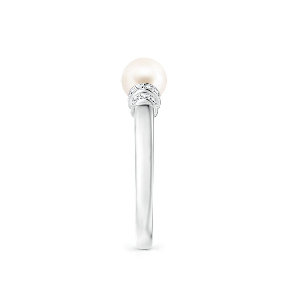 6mm AAA Freshwater Pearl & Pavé-Set Diamond Ring in P950 Platinum side 2