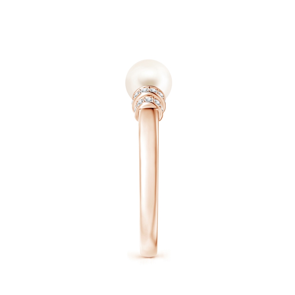 6mm AAA Freshwater Pearl & Pavé-Set Diamond Ring in Rose Gold side 2