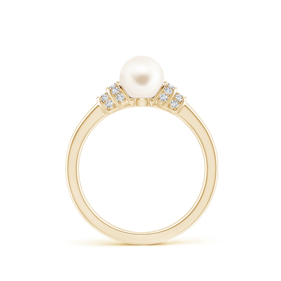 6mm AAA Freshwater Pearl & Pavé-Set Diamond Ring in Yellow Gold side 1