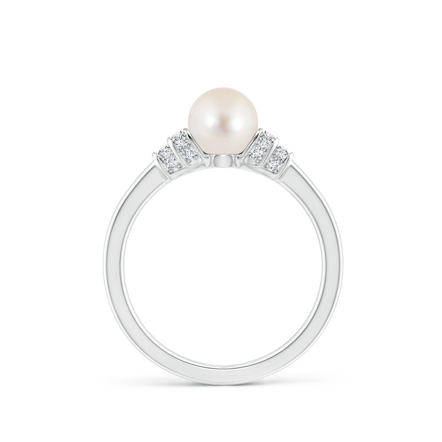 6mm AAAA Freshwater Pearl & Pavé-Set Diamond Ring in P950 Platinum