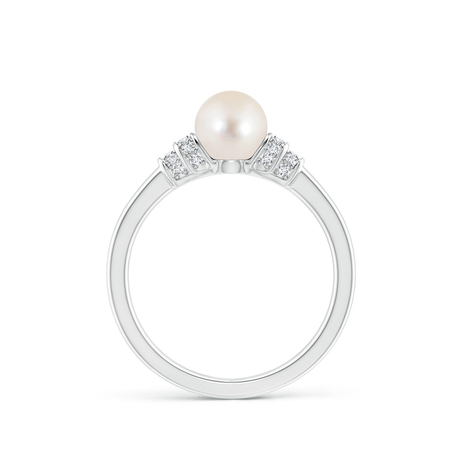 6mm AAAA Freshwater Pearl & Pavé-Set Diamond Ring in P950 Platinum side 1