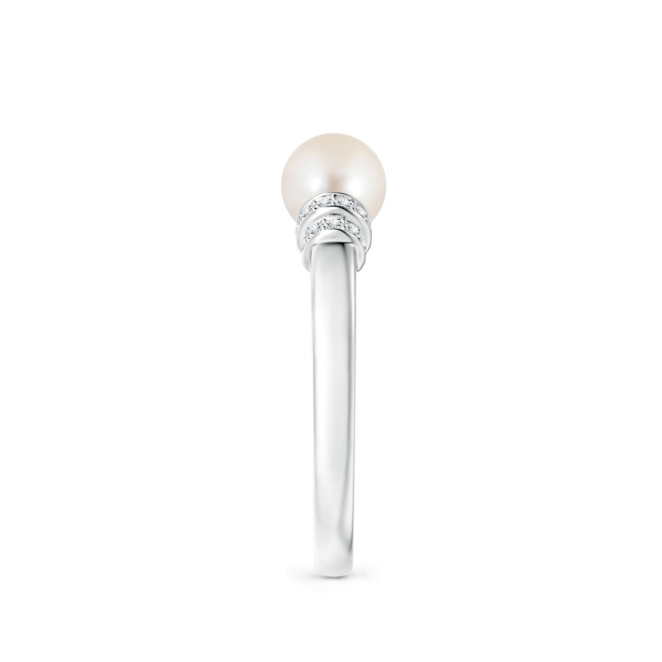6mm AAAA Freshwater Pearl & Pavé-Set Diamond Ring in P950 Platinum side 2