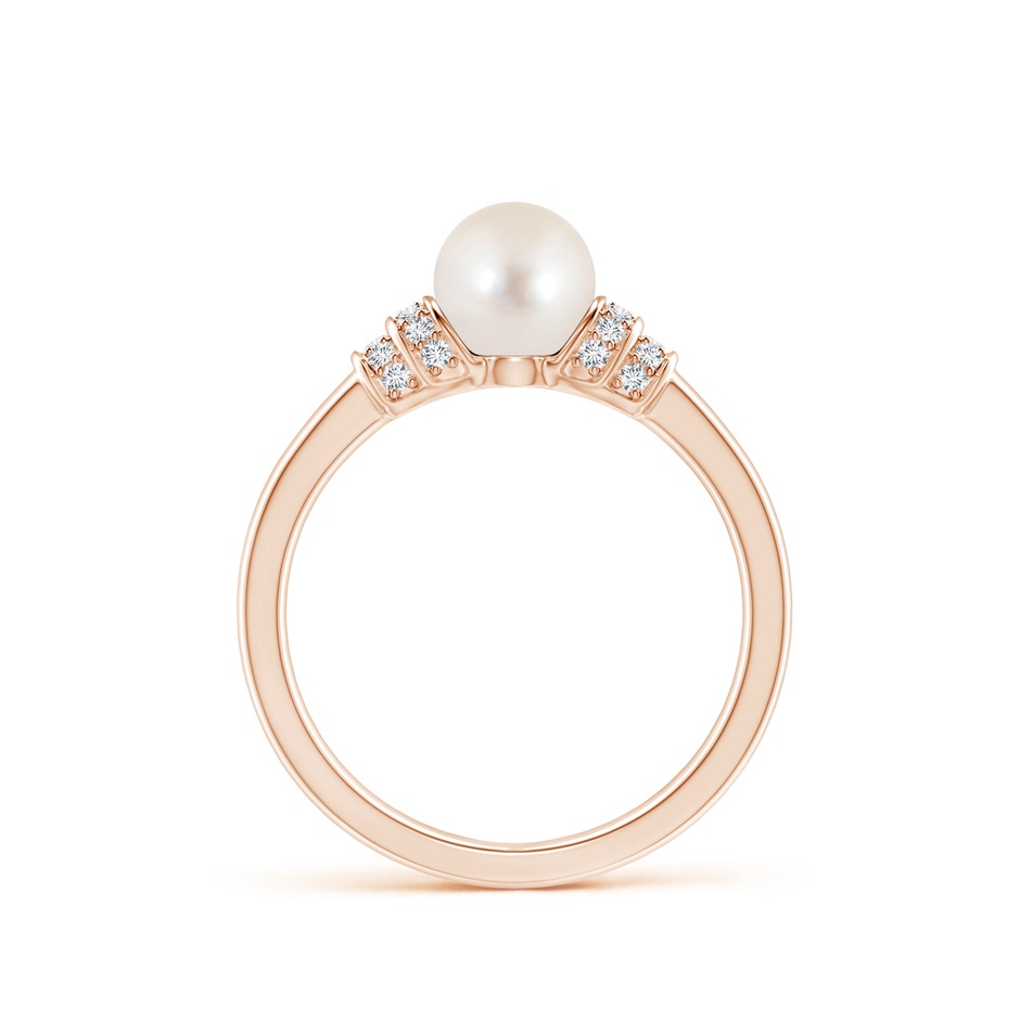 6mm AAAA Freshwater Pearl & Pavé-Set Diamond Ring in Rose Gold side 1