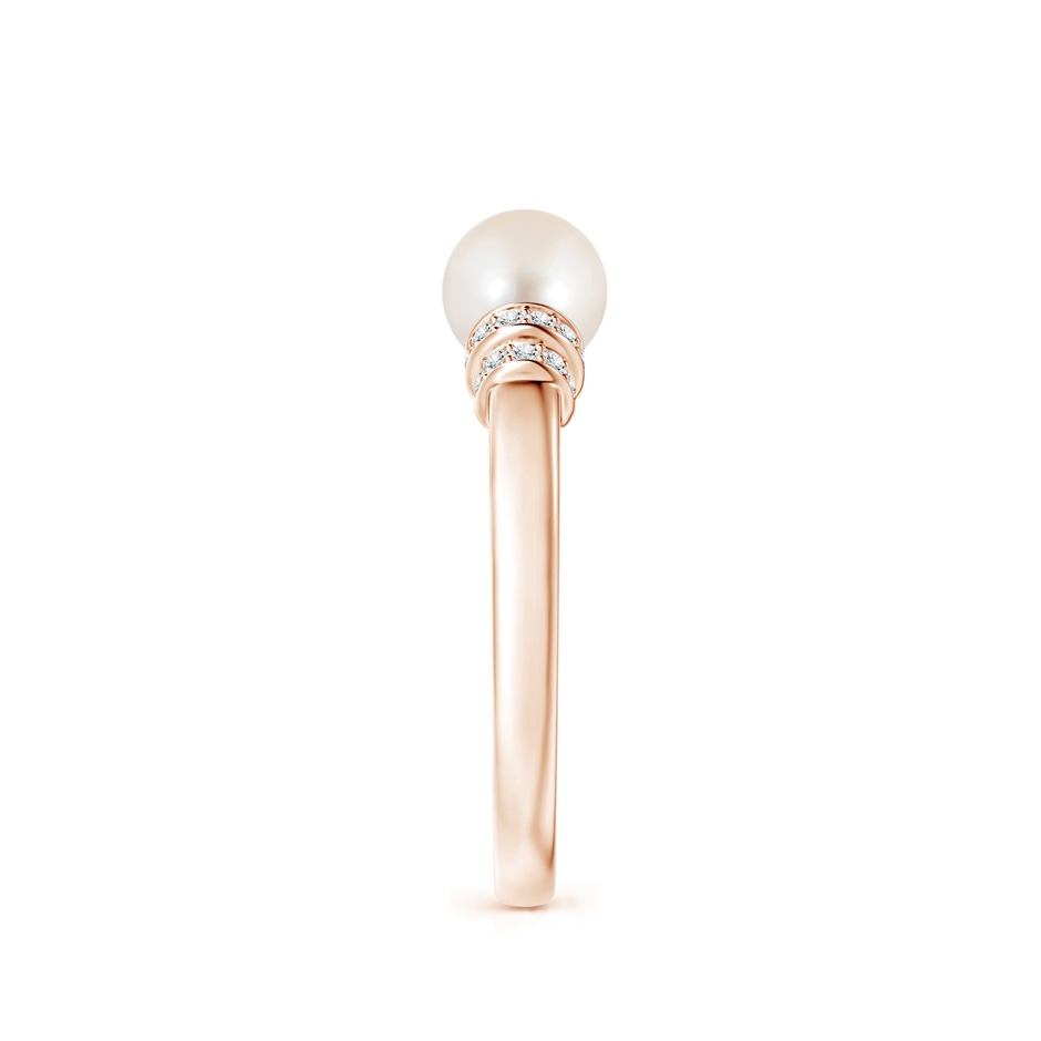 6mm AAAA Freshwater Pearl & Pavé-Set Diamond Ring in Rose Gold side 2