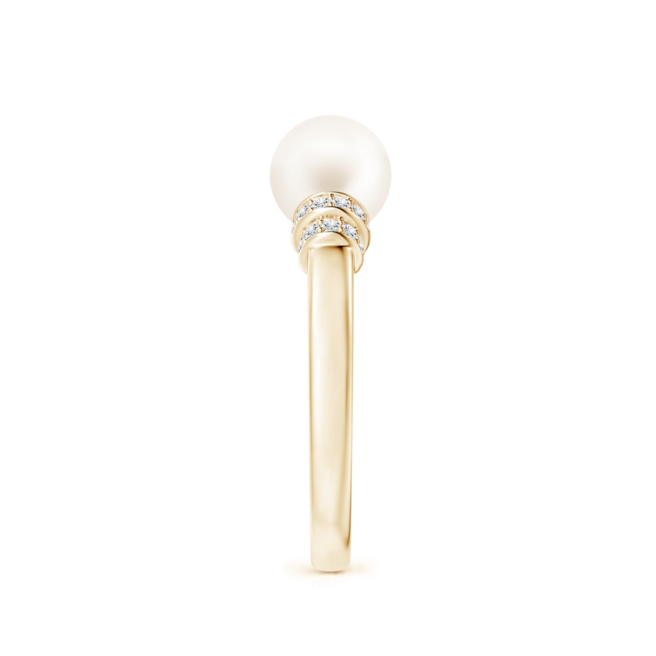 7mm AA Freshwater Pearl & Pavé-Set Diamond Ring in Yellow Gold side 2