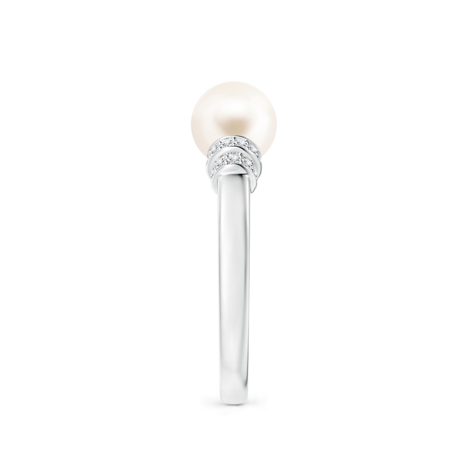 7mm AAA Freshwater Pearl & Pavé-Set Diamond Ring in White Gold side 2