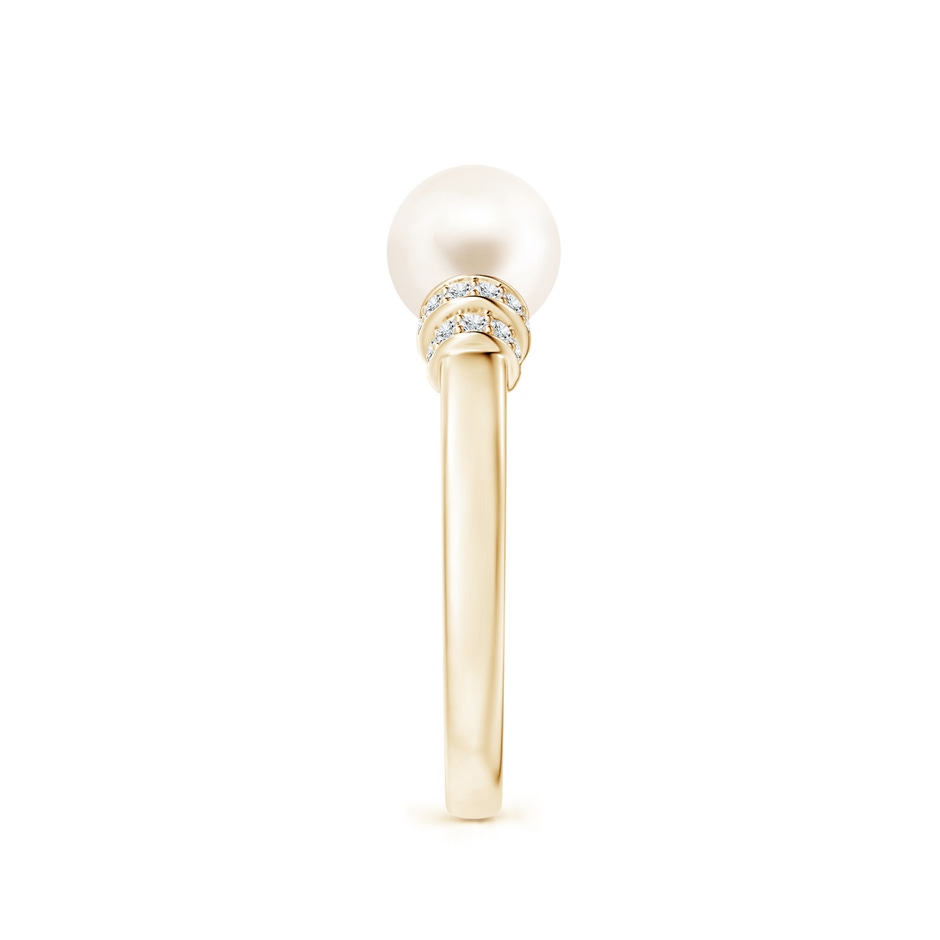 7mm AAA Freshwater Pearl & Pavé-Set Diamond Ring in Yellow Gold side 2