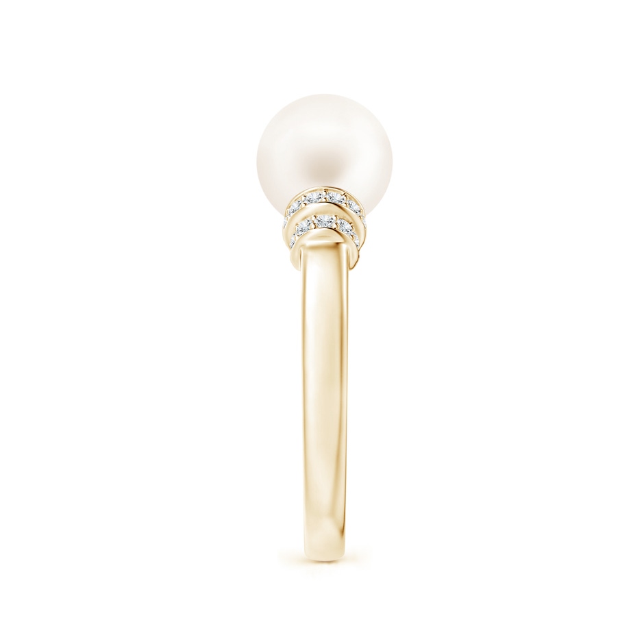 8mm AA Freshwater Pearl & Pavé-Set Diamond Ring in Yellow Gold side 2
