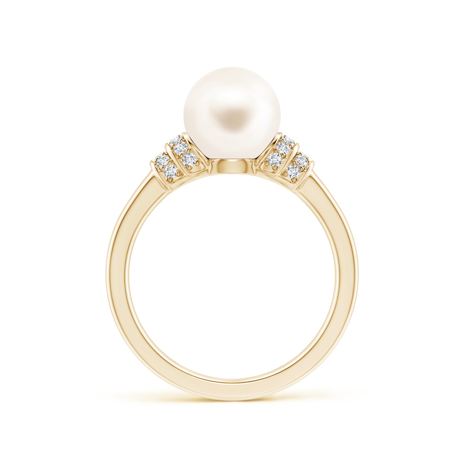 8mm AAA Freshwater Pearl & Pavé-Set Diamond Ring in Yellow Gold side 1