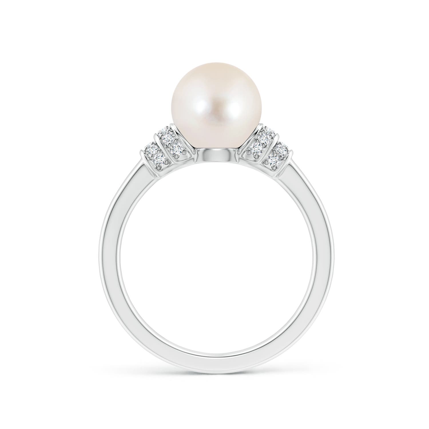 8mm AAAA Freshwater Pearl & Pavé-Set Diamond Ring in P950 Platinum