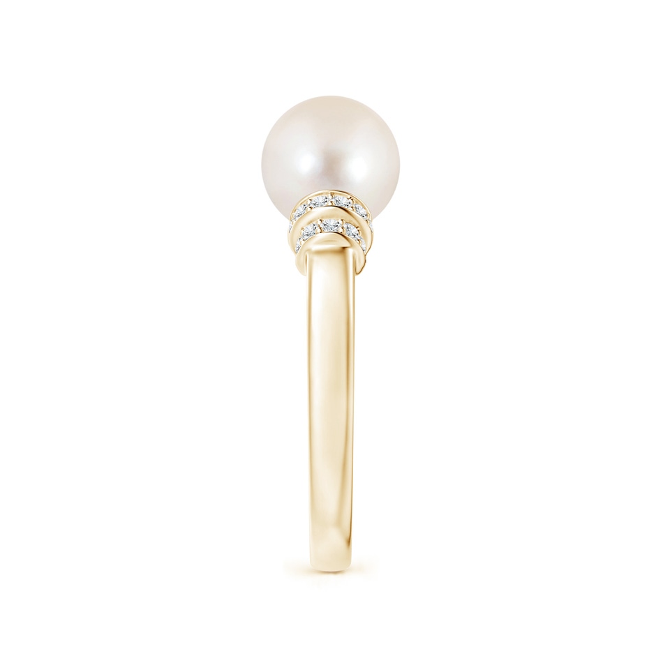 8mm AAAA Freshwater Pearl & Pavé-Set Diamond Ring in Yellow Gold side 2
