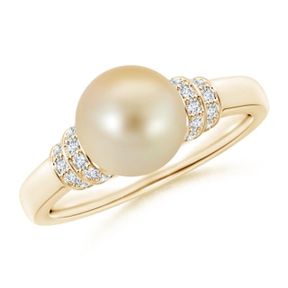 8mm AAA Golden South Sea Pearl & Pavé-Set Diamond Ring in Yellow Gold