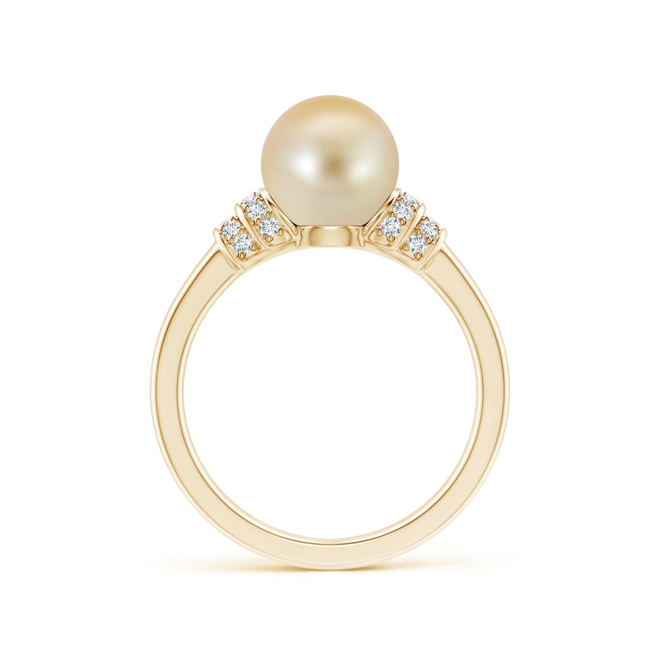 8mm AAA Golden South Sea Pearl & Pavé-Set Diamond Ring in Yellow Gold side 1