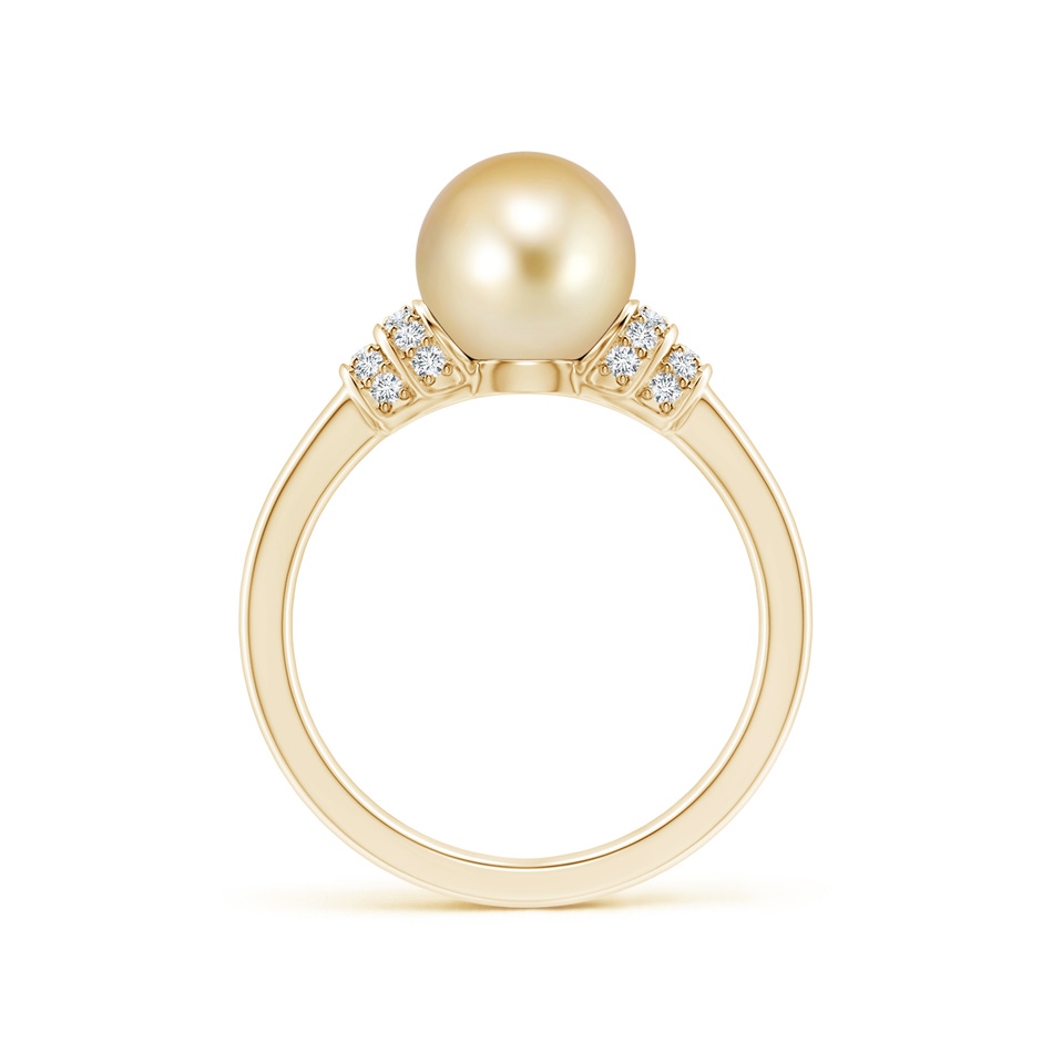 8mm AAAA Golden South Sea Pearl & Pavé-Set Diamond Ring in Yellow Gold side 1