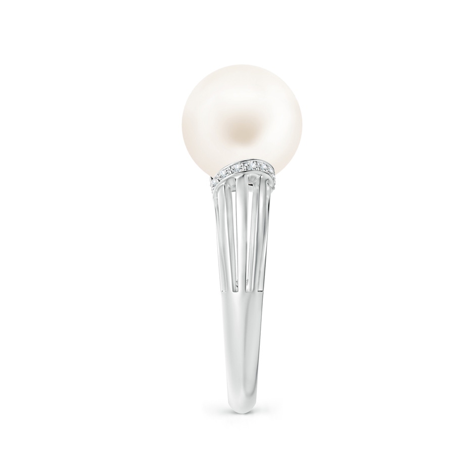 10mm AA Freshwater Pearl Ring with Pavé-Set Diamonds in White Gold side 2