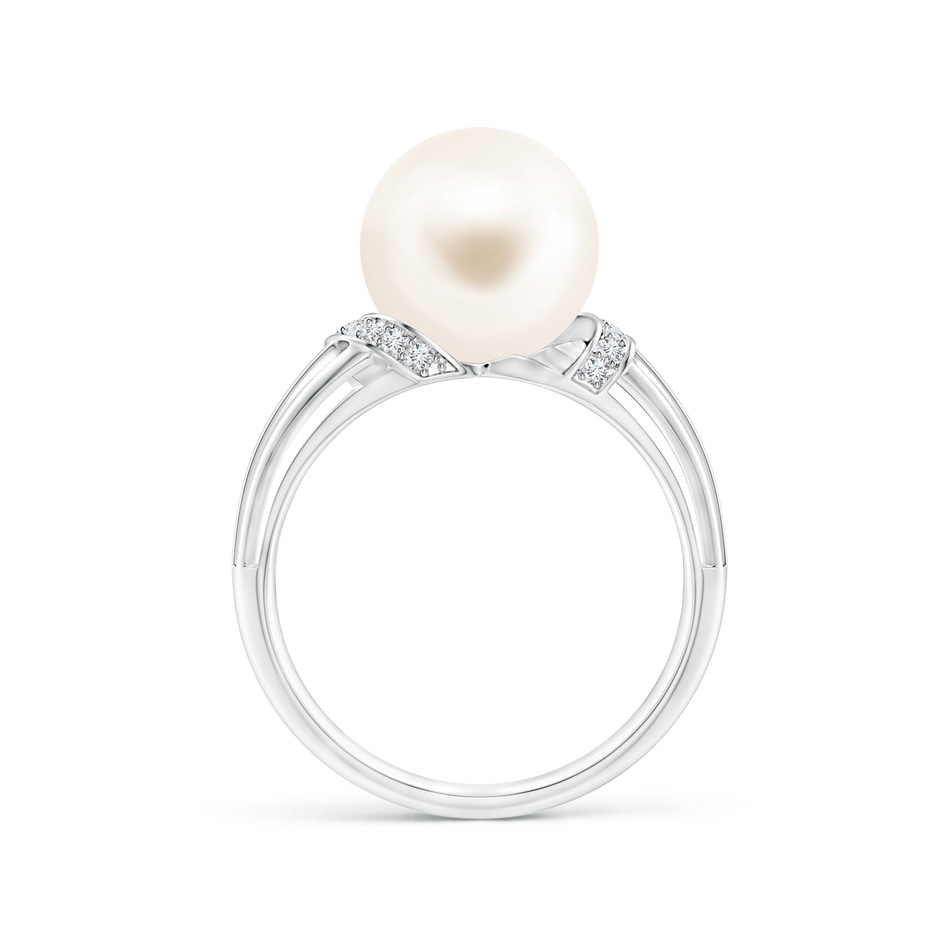 10mm AAA Freshwater Pearl Ring with Pavé-Set Diamonds in White Gold side 1