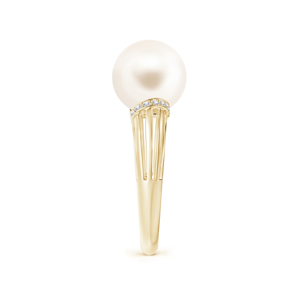 10mm AAA Freshwater Pearl Ring with Pavé-Set Diamonds in Yellow Gold side 2