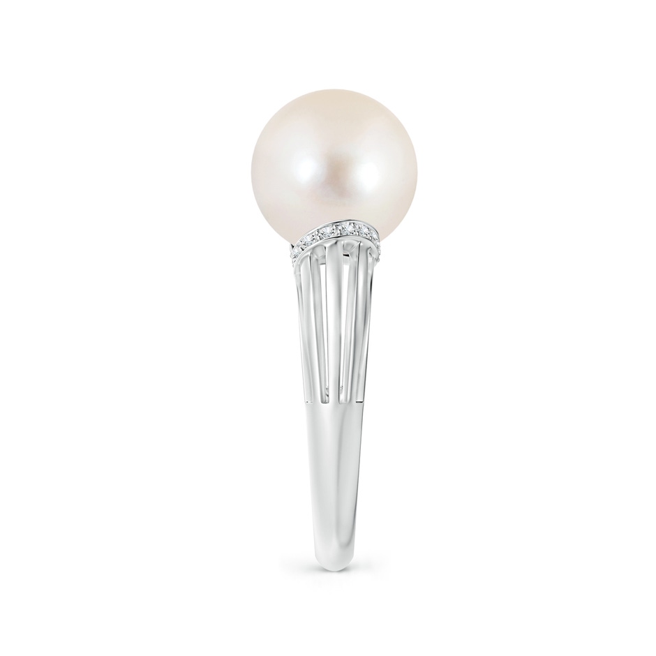 10mm AAAA Freshwater Pearl Ring with Pavé-Set Diamonds in White Gold side 2
