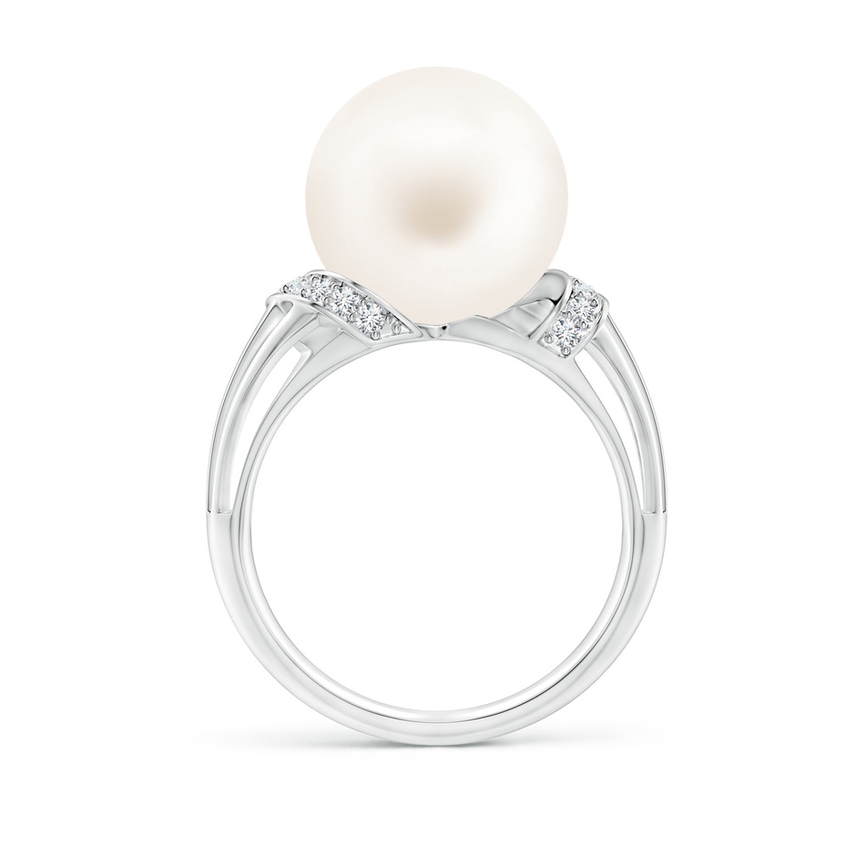 12mm AA Freshwater Pearl Ring with Pavé-Set Diamonds in White Gold side 1