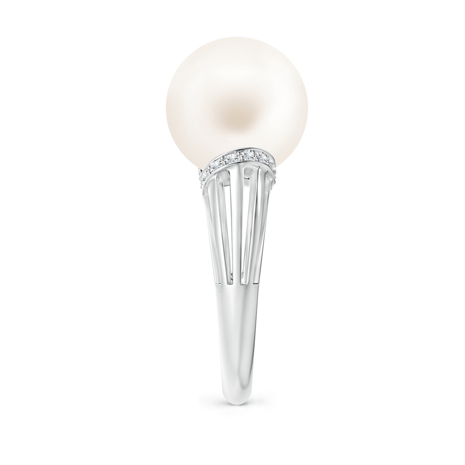 12mm AA Freshwater Pearl Ring with Pavé-Set Diamonds in White Gold side 2