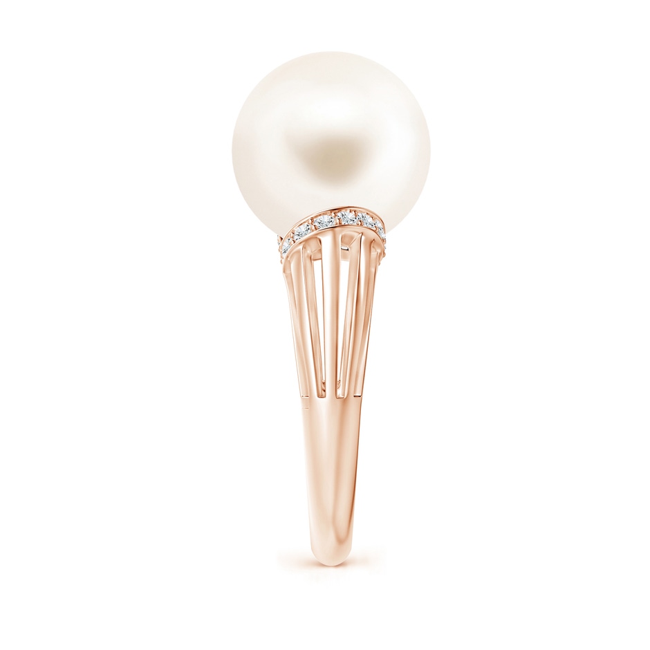12mm AAA Freshwater Pearl Ring with Pavé-Set Diamonds in Rose Gold side 2