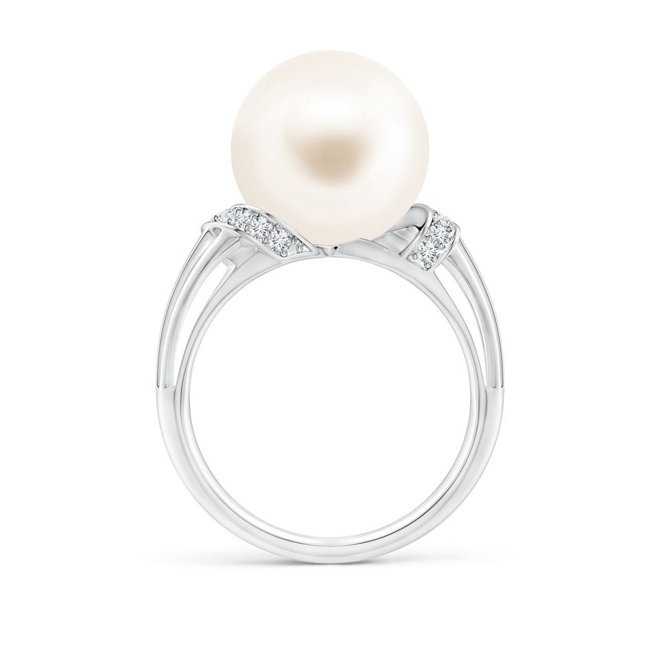 12mm AAA Freshwater Pearl Ring with Pavé-Set Diamonds in White Gold side 1