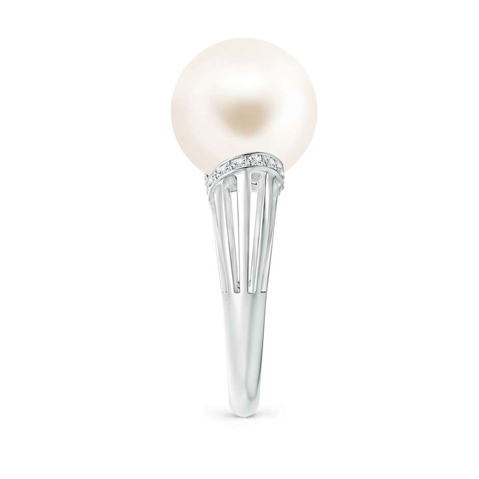 12mm AAA Freshwater Pearl Ring with Pavé-Set Diamonds in White Gold side 2