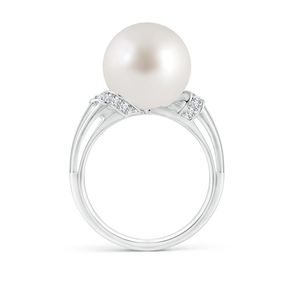 12mm AAA South Sea Pearl Ring with Pavé-Set Diamonds in White Gold side 1