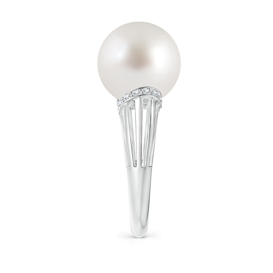 12mm AAA South Sea Pearl Ring with Pavé-Set Diamonds in White Gold side 2
