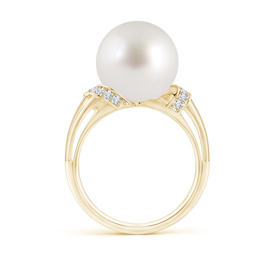 12mm AAA South Sea Pearl Ring with Pavé-Set Diamonds in Yellow Gold side 1