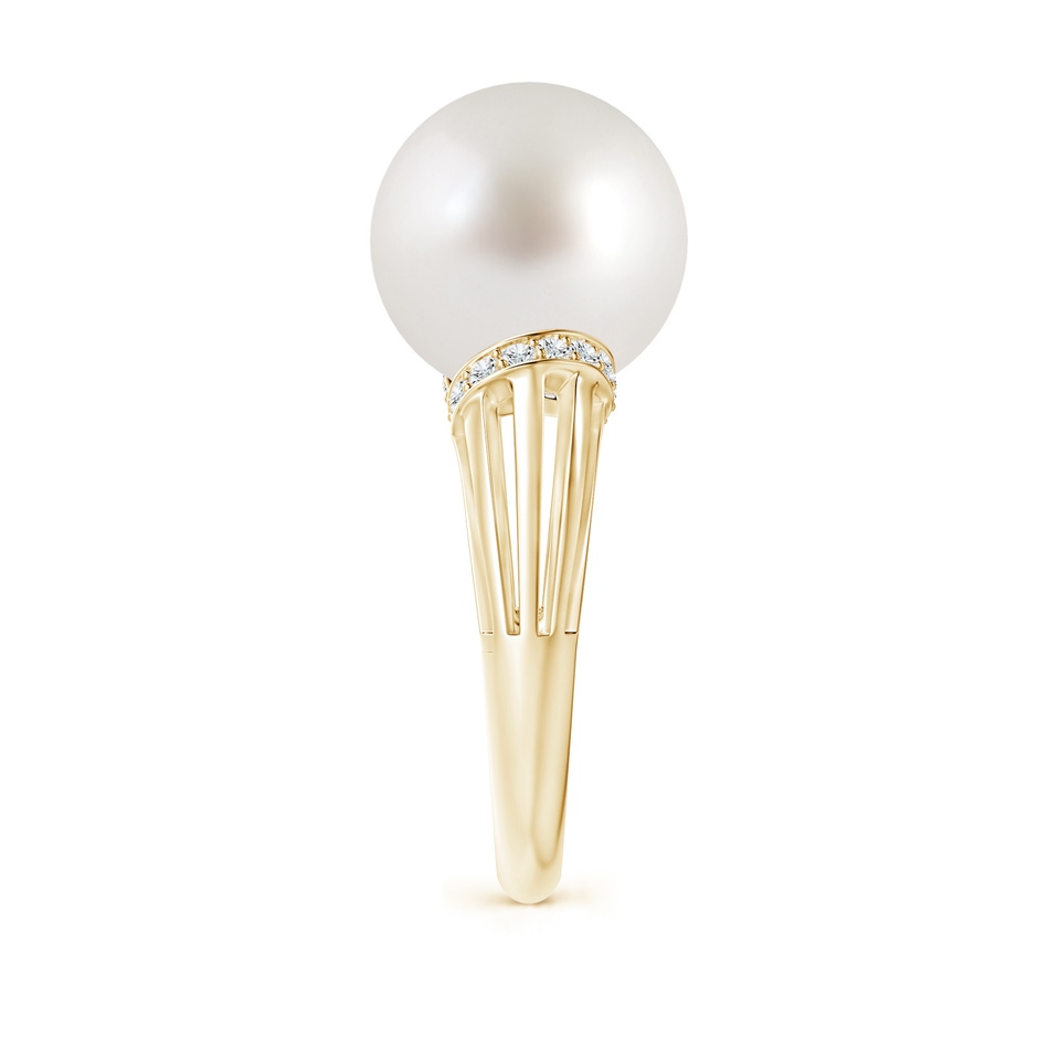 12mm AAA South Sea Pearl Ring with Pavé-Set Diamonds in Yellow Gold side 2