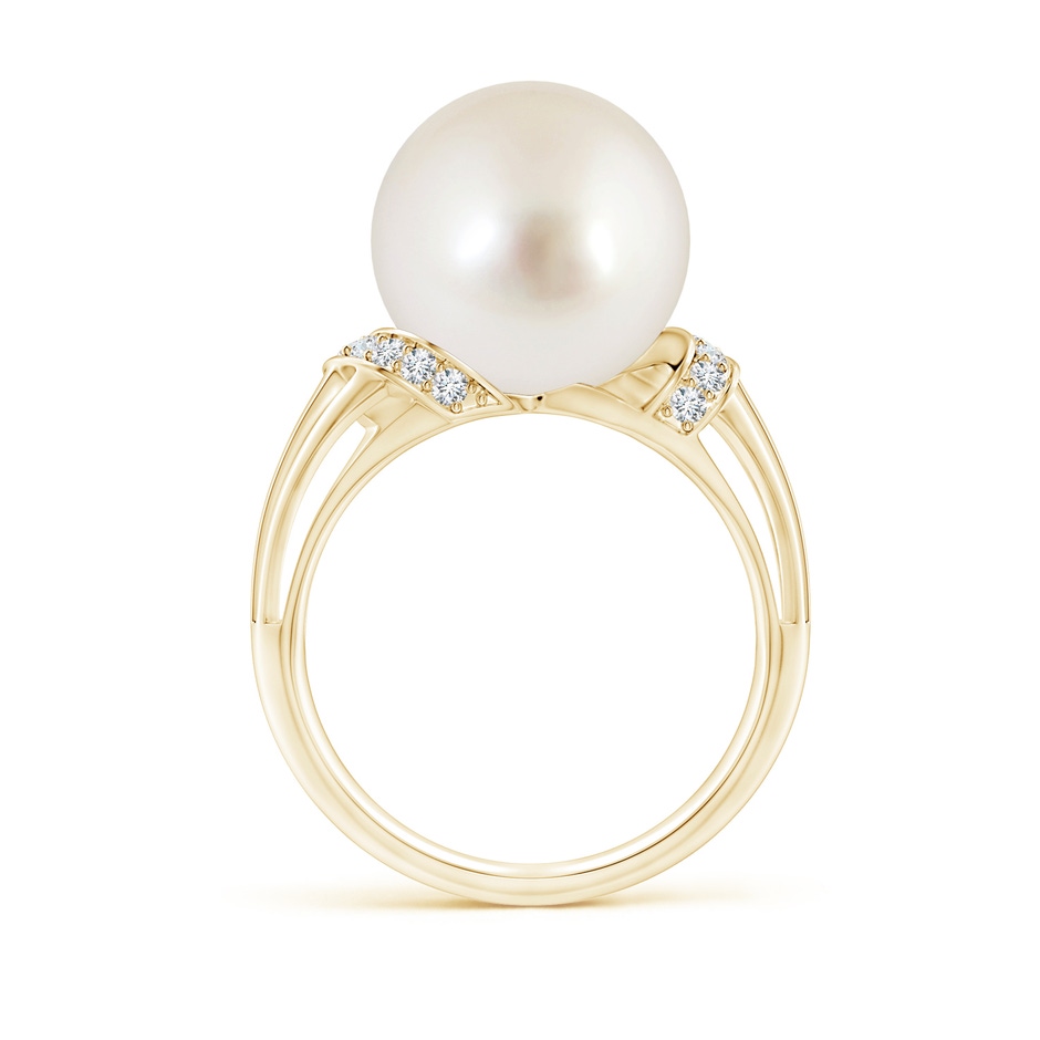 12mm AAAA South Sea Pearl Ring with Pavé-Set Diamonds in Yellow Gold side 1