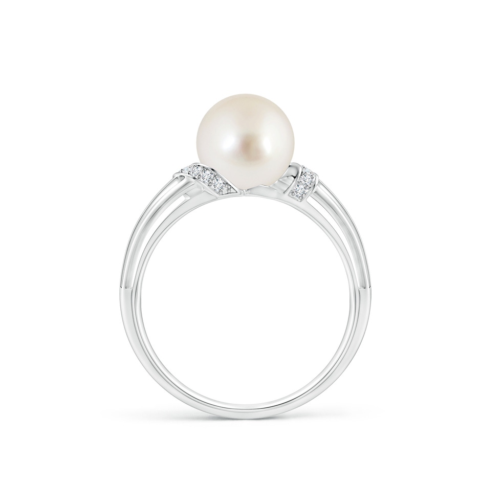 8mm AAAA South Sea Pearl Ring with Pavé-Set Diamonds in White Gold side 1