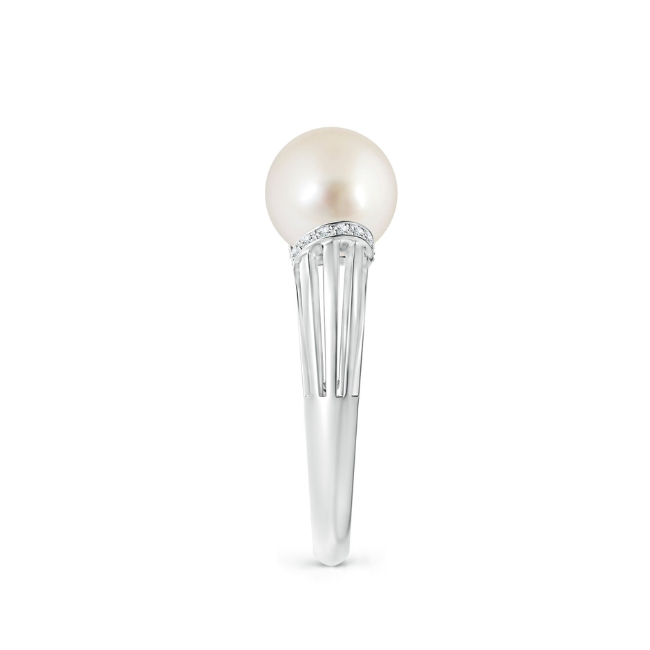 8mm AAAA South Sea Pearl Ring with Pavé-Set Diamonds in White Gold side 2